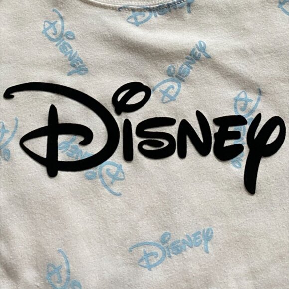 Disney Adult Light Weight Cropped Logo T-Shirt-White-Size S-GUC - Picture 4 of 7